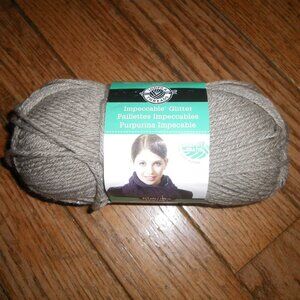 1 Skein Loops & Threads Impeccable Glitter Yarn - Color Grey Glitter - 217 yds.